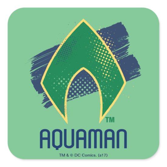 Justice League | Brush & Halftone Aquaman Symbol Square Sticker