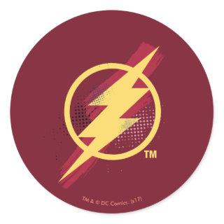 Justice League | Brush & Halftone Flash Symbol Classic Round Sticker