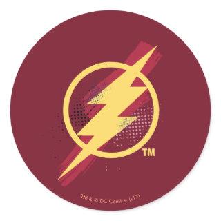 Justice League | Brush & Halftone Flash Symbol Classic Round Sticker