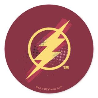 Justice League | Brush & Halftone Flash Symbol Classic Round Sticker