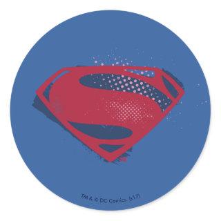 Justice League | Brush & Halftone Superman Symbol Classic Round Sticker