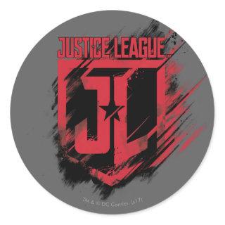 Justice League | Brushed Paint JL Shield Classic Round Sticker
