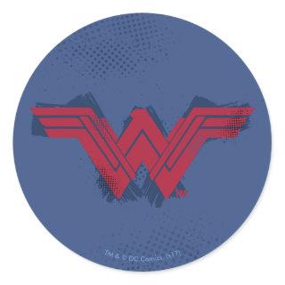 Justice League | Brushed Wonder Woman Symbol Classic Round Sticker