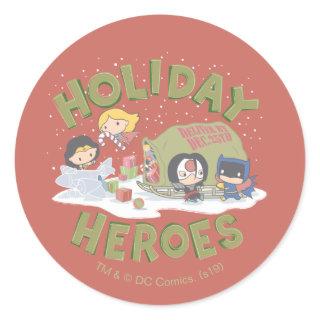 Justice League Chibi Delivering Presents Classic Round Sticker