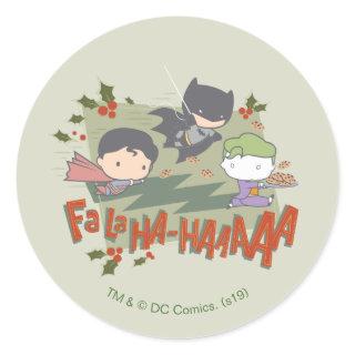 Justice League Chibi Holiday Cookie Chase Classic Round Sticker