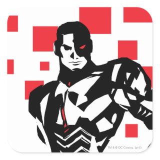 Justice League | Cyborg Digital Noir Pop Art Square Sticker