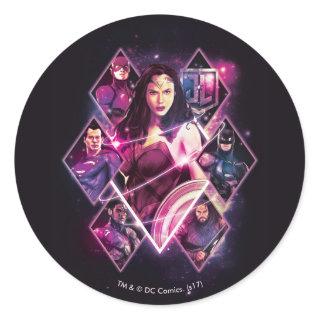 Justice League | Diamond Galactic Group Panels Classic Round Sticker