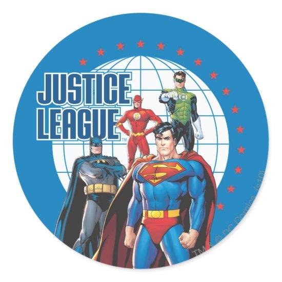 Justice League Global Heroes Classic Round Sticker