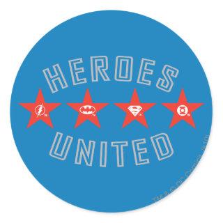 Justice League Heroes Untied Logos Classic Round Sticker
