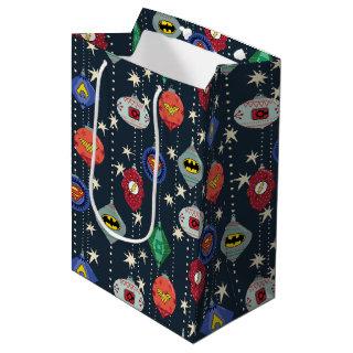 Justice League Holiday Bauble Pattern Medium Gift Bag