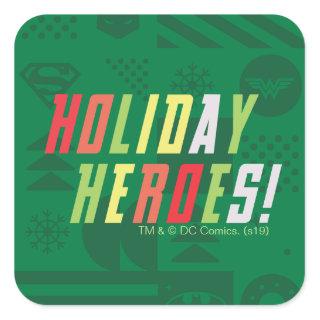 Justice League Holiday Heroes Graphic Square Sticker