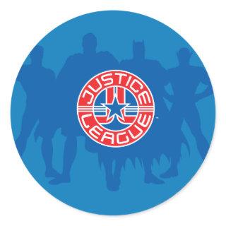 Justice League Logo and Solid Character Background Classic Round Sticker