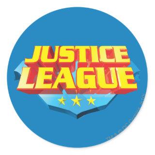 Justice League Name and Shield Logo Classic Round Sticker