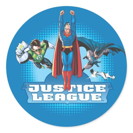 Justice League Power Trio Classic Round Sticker