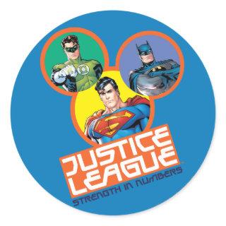 Justice League "Strength in Numbers" Classic Round Sticker