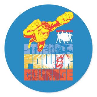 Justice League Strength. Power. Courage. Character Classic Round Sticker