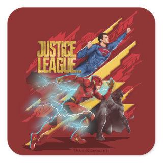 Justice League | Superman, Flash, & Batman Badge Square Sticker