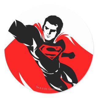 Justice League | Superman Flying Noir Pop Art Classic Round Sticker