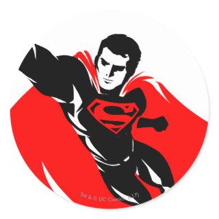 Justice League | Superman Flying Noir Pop Art Classic Round Sticker