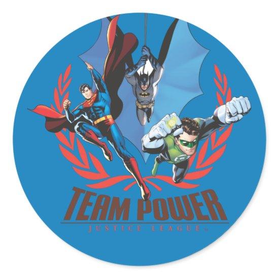 Justice League Team Power Classic Round Sticker