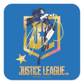 Justice League | Wonder Woman JL Logo Pop Art Square Sticker