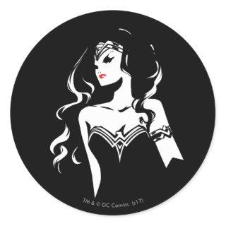 Justice League | Wonder Woman Noir Pop Art Classic Round Sticker