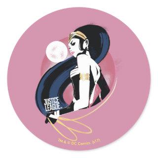 Justice League | Wonder Woman Profile Pop Art Classic Round Sticker