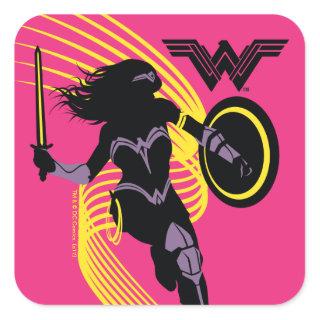 Justice League | Wonder Woman Silhouette Icon Square Sticker