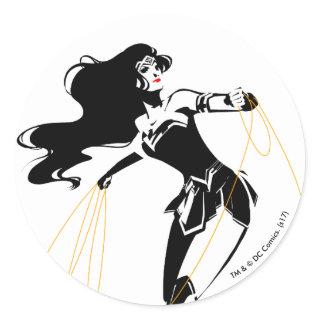 Justice League | Wonder Woman With Lasso Pop Art Classic Round Sticker
