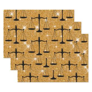 Justice Symbol Balanced Scales Golden Glitter  Sheets