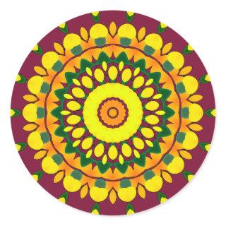 K131 Yellow & Green Classic Round Sticker