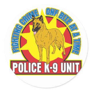 K9 Belgian Malinois Bite Classic Round Sticker