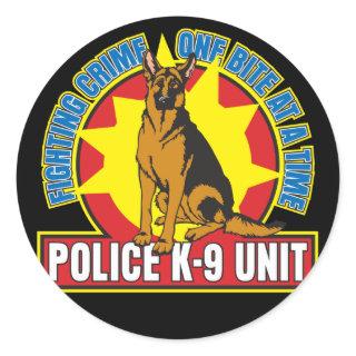 K9 German Shepherd Bite Classic Round Sticker