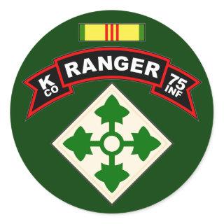 K Co, 75th Infantry Regiment - Rangers, Vietnam Classic Round Sticker