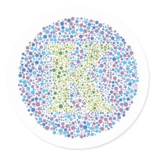“K” Eye Test Letter Classic Round Sticker