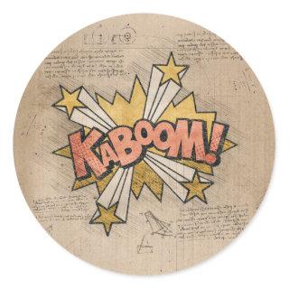 KABOOM! Vintage Comic Book Steampunk Pop Art Classic Round Sticker