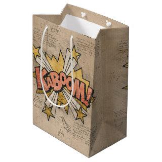 KABOOM! Vintage Comic Book Steampunk Pop Art Medium Gift Bag