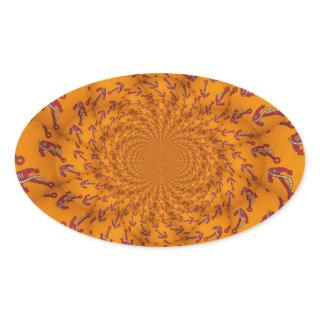 Kaleidoscope Anchor Art Print Oval Sticker