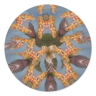 Kaleidoscope Giraffe Mandala: Abstract Safari Art Classic Round Sticker