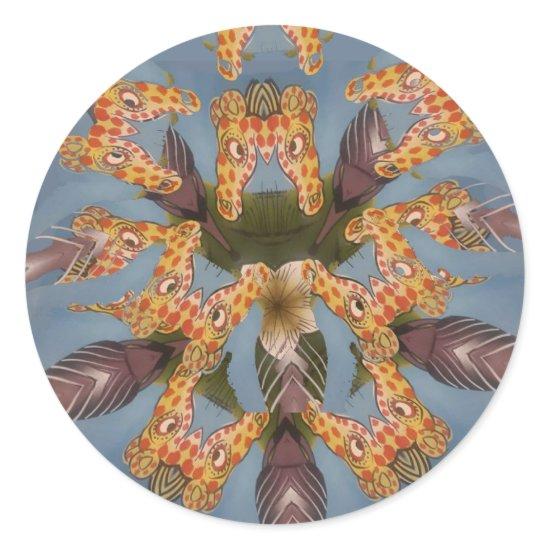 Kaleidoscope Giraffe Mandala: Abstract Safari Art Classic Round Sticker