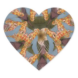 Kaleidoscope Giraffe Mandala: Abstract Safari Art Heart Sticker