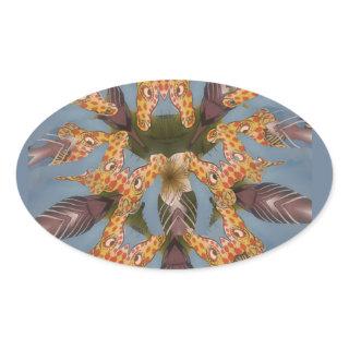 Kaleidoscope Giraffe Mandala: Abstract Safari Art Oval Sticker