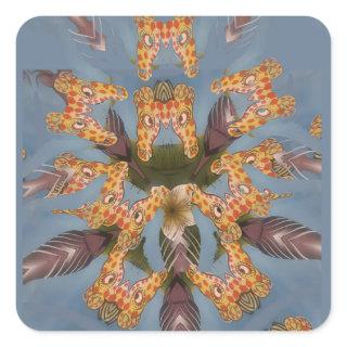 Kaleidoscope Giraffe Mandala: Abstract Safari Art Square Sticker