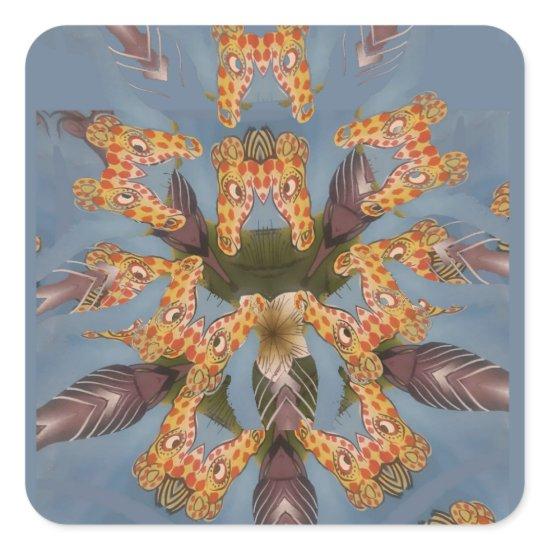 Kaleidoscope Giraffe Mandala: Abstract Safari Art Square Sticker