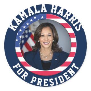 Kamala Harris  Campaign Photo Classic Round Sticker