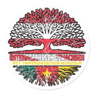Kamerun Kamerunisch Österreichisch Österreich Baum Classic Round Sticker