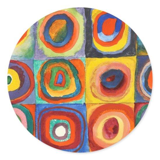Kandinsky - Squares with Concentric Circles Classic Round Sticker