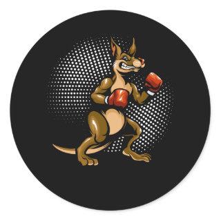 Kangaroo Humor Boxer Animal Fun Boxing Classic Round Sticker
