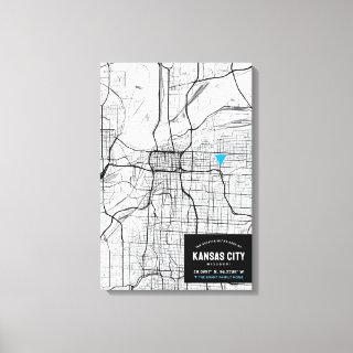 Kansas City Map + Mark Your Location Canvas Print