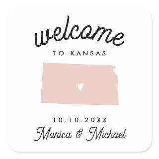 KANSAS State Destination Wedding ANY COLOR   Square Sticker